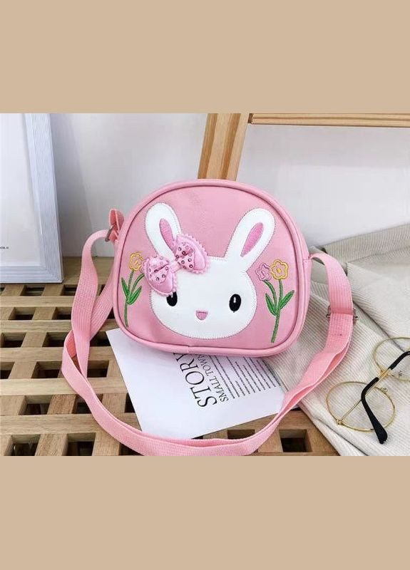 Дитяча сумочка для дівчинки на подарунок Зайчик з 3Д бантиком рожева PRC (264913976)