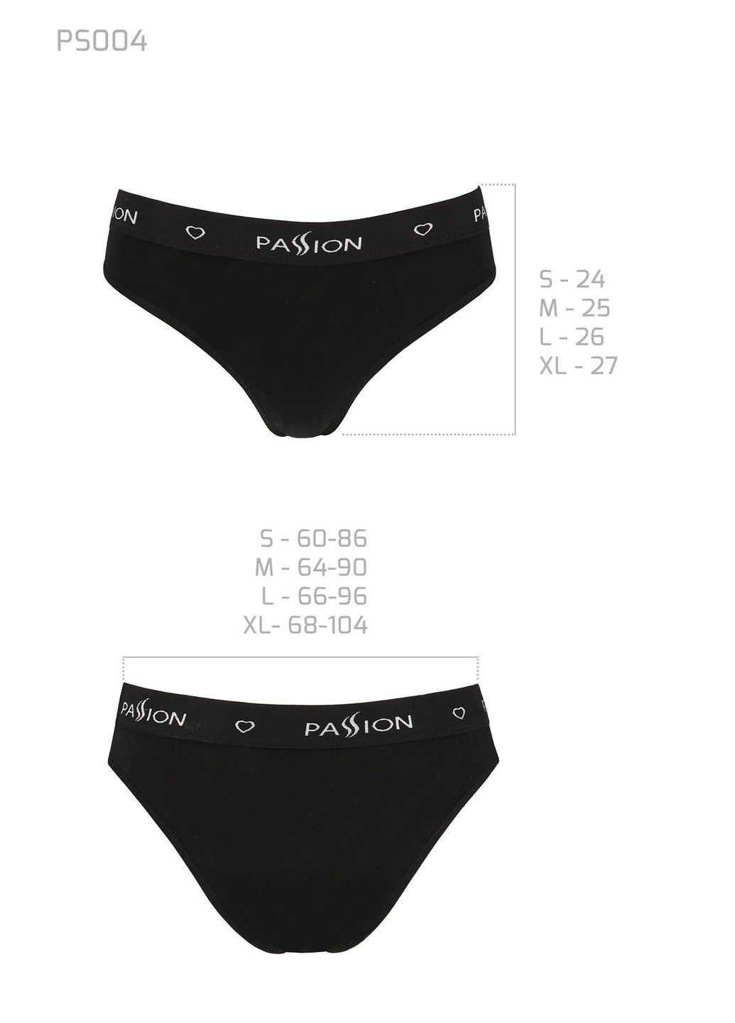 Чорний демісезонний трусики-сліпи з бавовни з еластаном ps004 panties black, size Passion