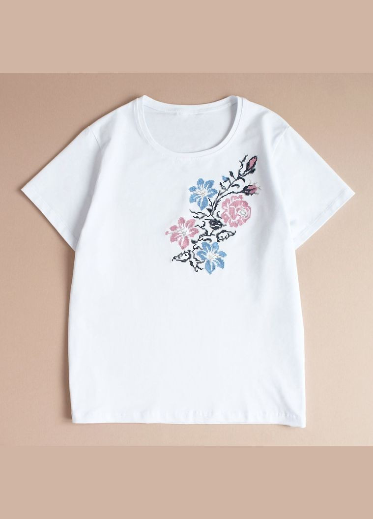 Жіноча футболка з вишивкою Лілея біла Ladan — 303727211