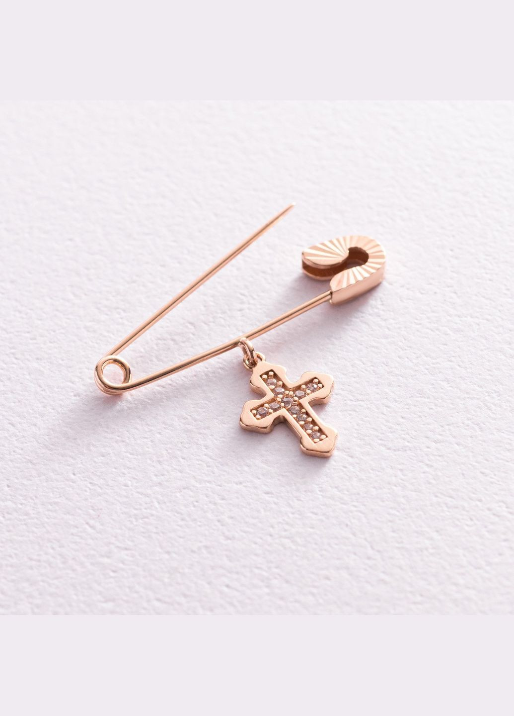 Золота шпилька з хрестиком (фіаніти) зак00184 Oniks (264023138)