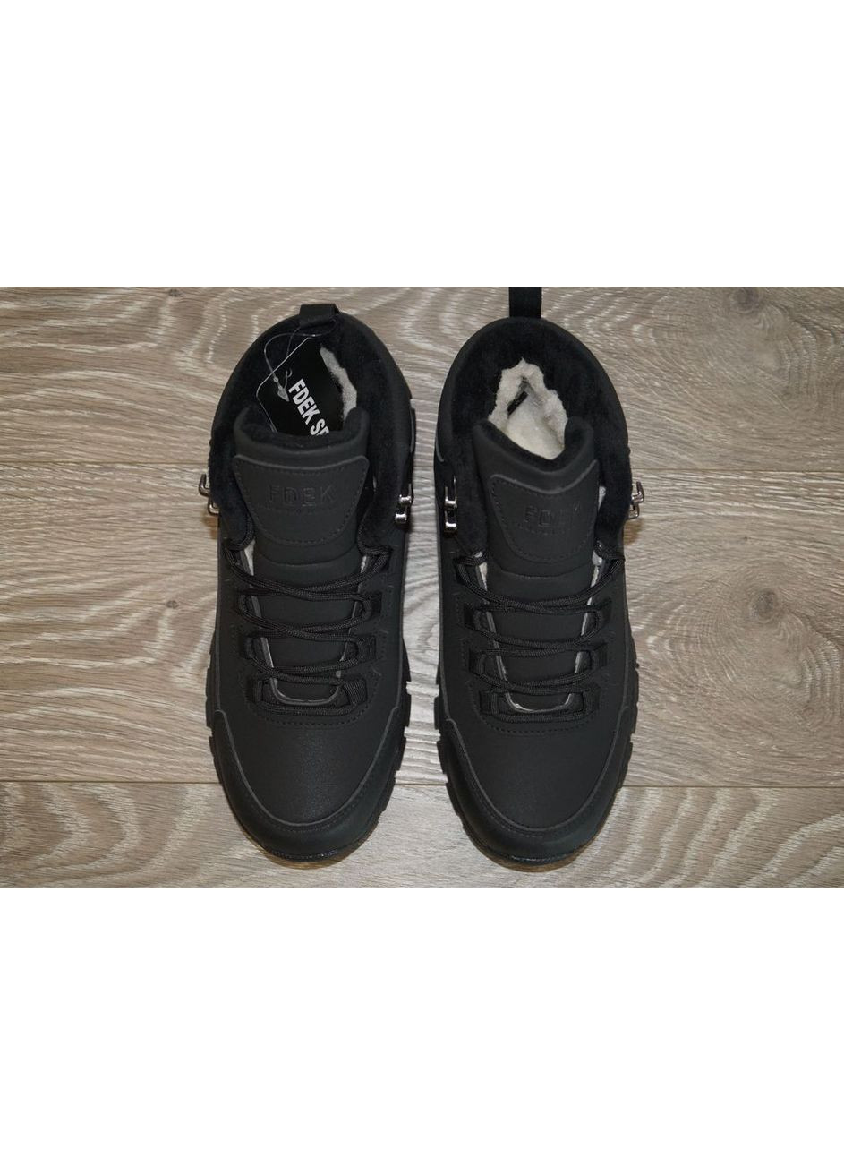 Черные повседневные, кэжуал зимние ботинки зимние подростковые черные FDEK