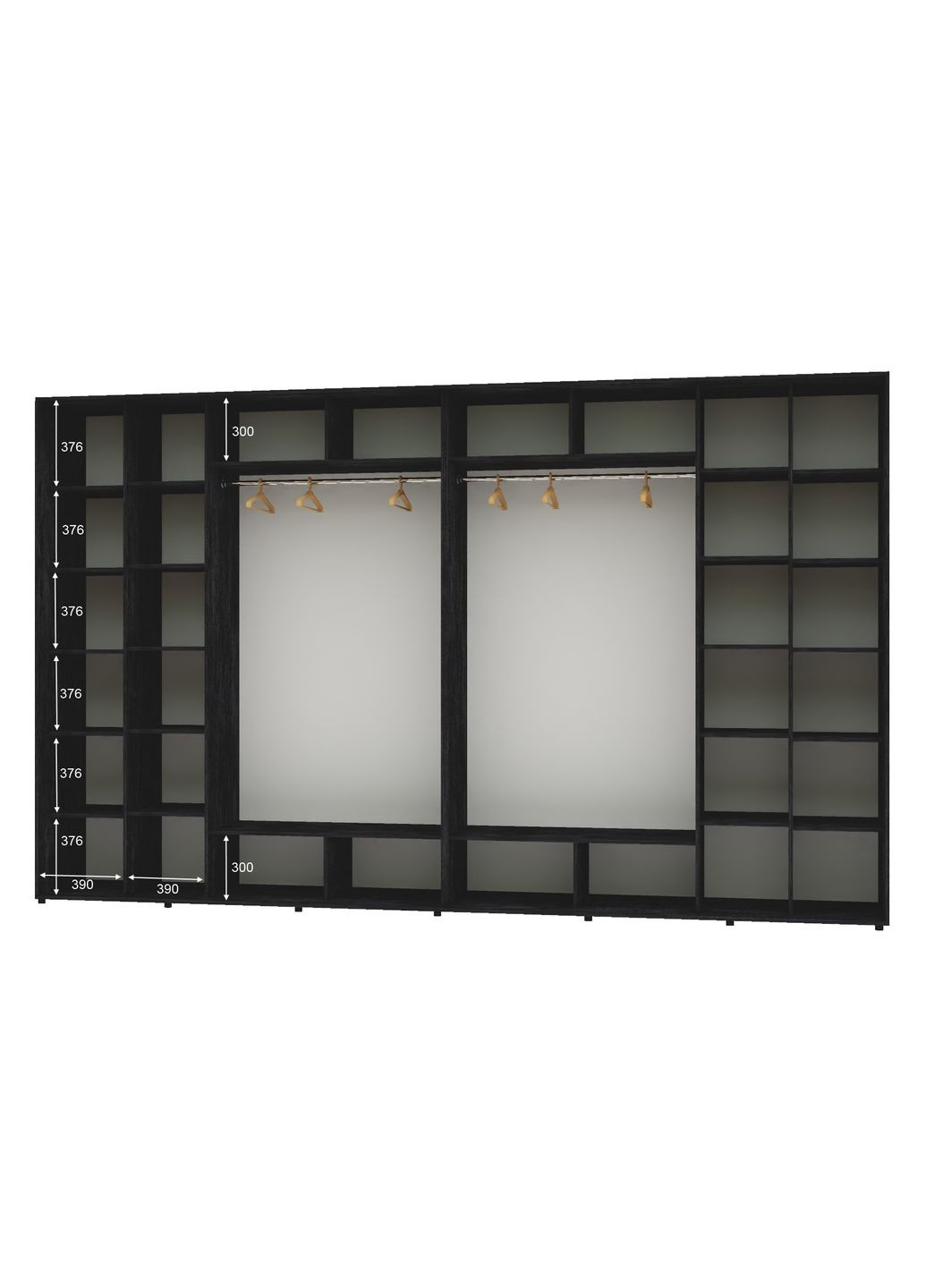 Шафа-купе чотиридверна 410*60*250 Бетон темний Дзеркало з піскострумним малюнком Алекса (360452480)