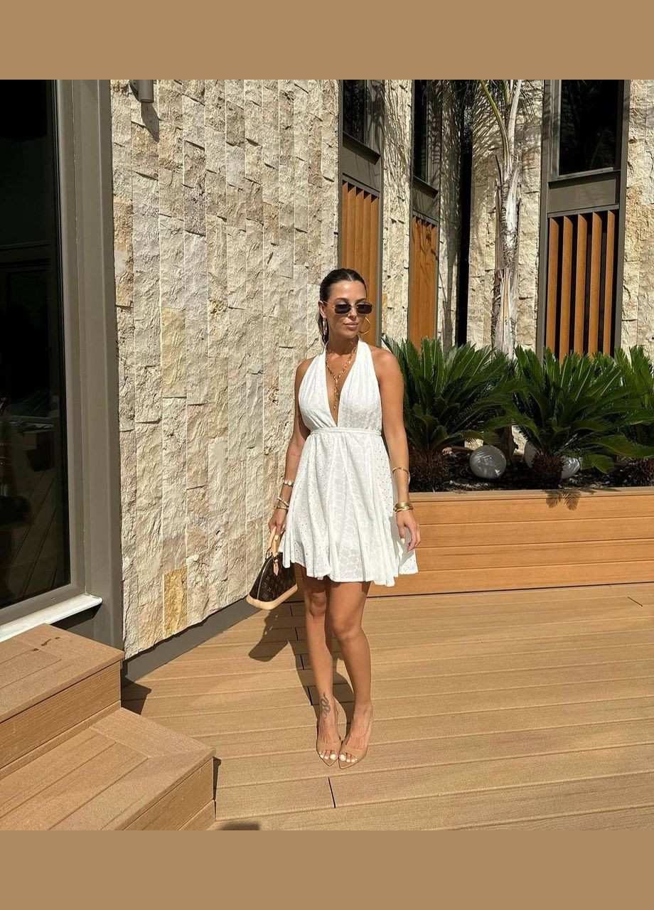 Белое повседневный, кэжуал платье No Brand однотонное