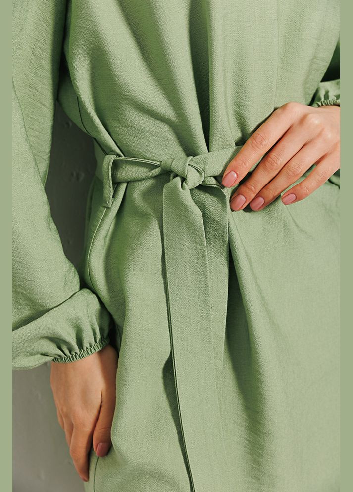 Салатова коротка сукня з довгими рукавами Arjen