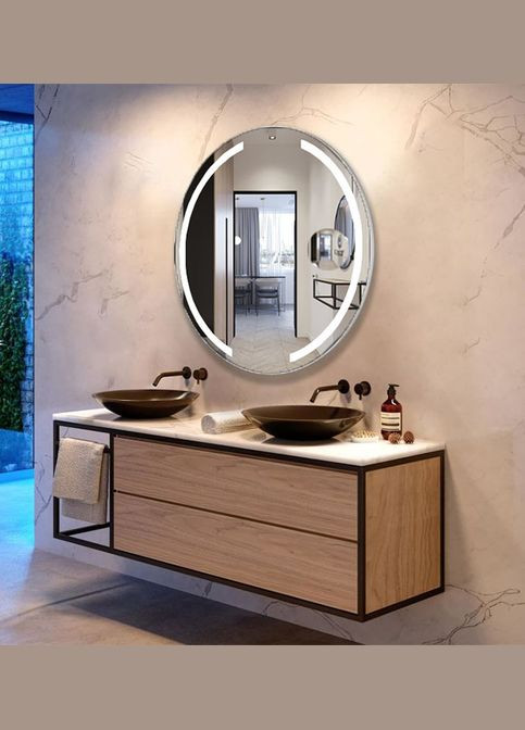 Дзеркало Nero (95 х 95) c LED-підсвічуванням, лінзою та підігрівом з механічним керуванням ХАСТ (302810697)