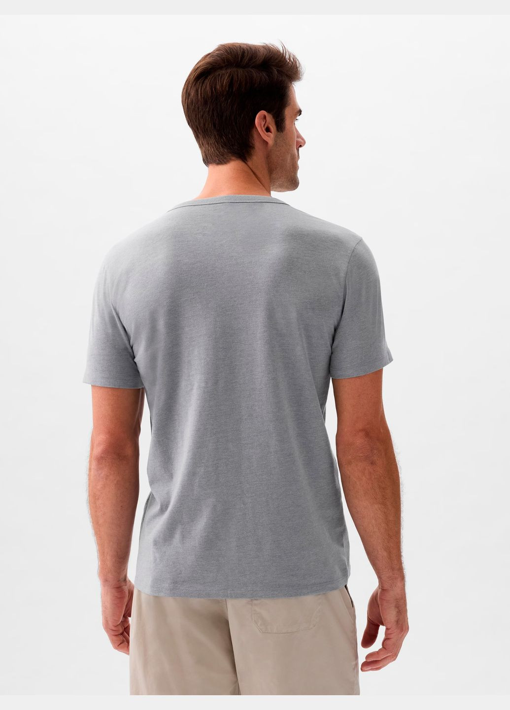 Сіро-голубий футболка everyday soft henley чоловіча, deep sailor blue (сіро-блакитна) з коротким рукавом Gap