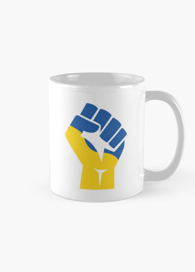 Чашка Керамическая Кружка с принтом Флаг Украины Кулак Белая 330 мл Orca (317320034)
