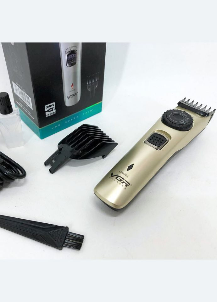 Машинка для стрижки волосся бездротова V-031, тример для бороди вусів 2 насадки, окантувальна машинка VGR (364666000)
