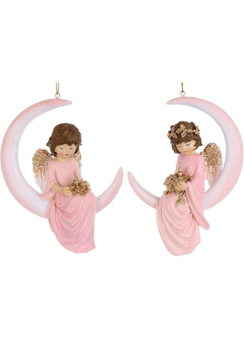 Декоративные подвески "Ангелы на Луне" 15см, 2 фигурки в розовом Bona (372293681)