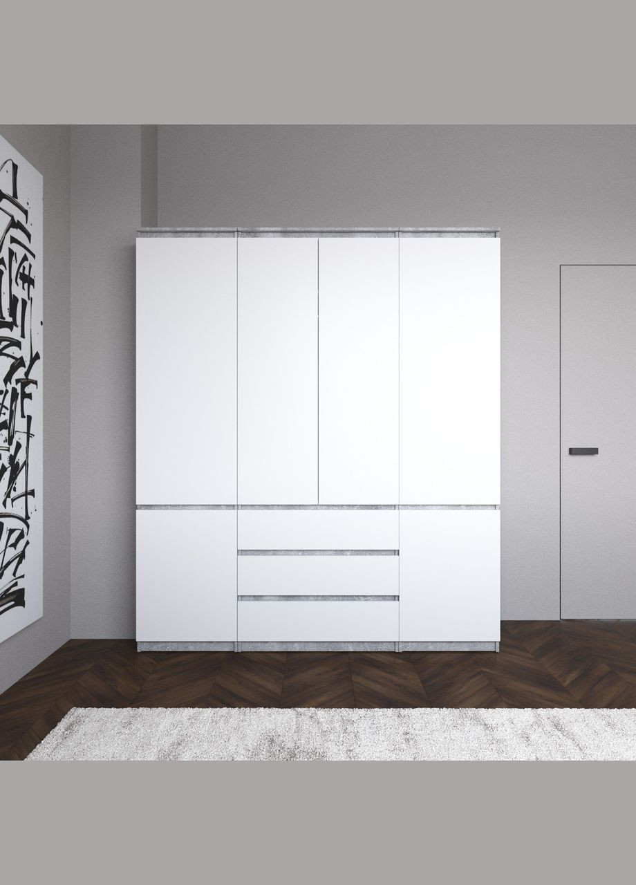 Шафа зі штангою та полицями, комплект з 2 пеналів з полицями та 1 шафи зі штангою з 3 шухлядами R9+R22-2 VAYS (372704228)