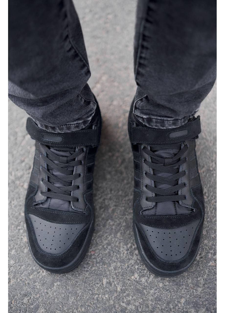 Черные демисезонные кроссовки мужские adidas forum low full black адидас форум No Brand