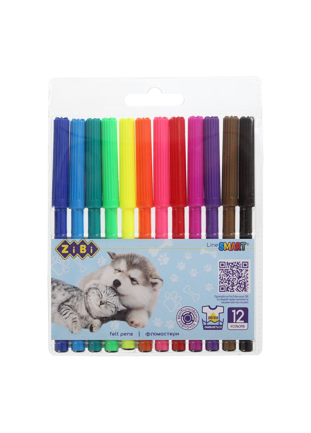 Фломастери кольорові 12 кольорів "Коти та собаки", KIDS LINE ZB.2815 (4823078987686) Zibi (334708441)