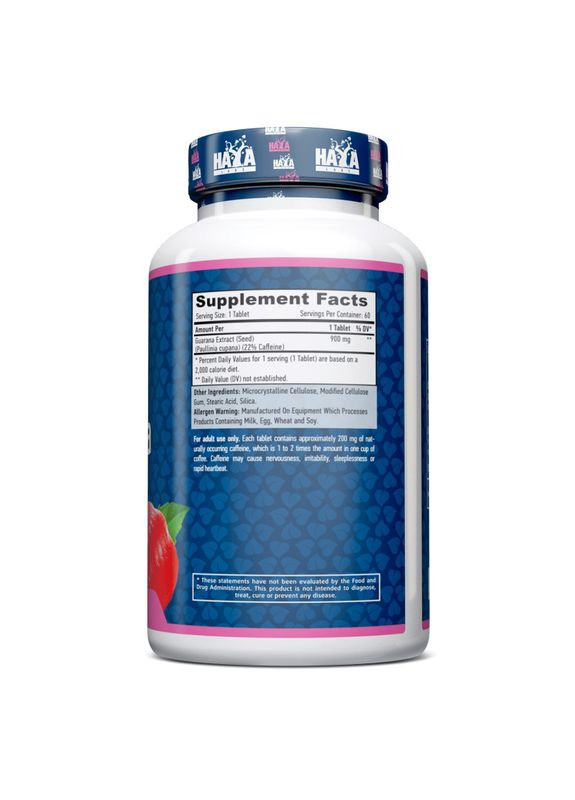 Предтренировочный комплекс Guarana 900 mg, 60 таблеток Haya Labs (324418179)