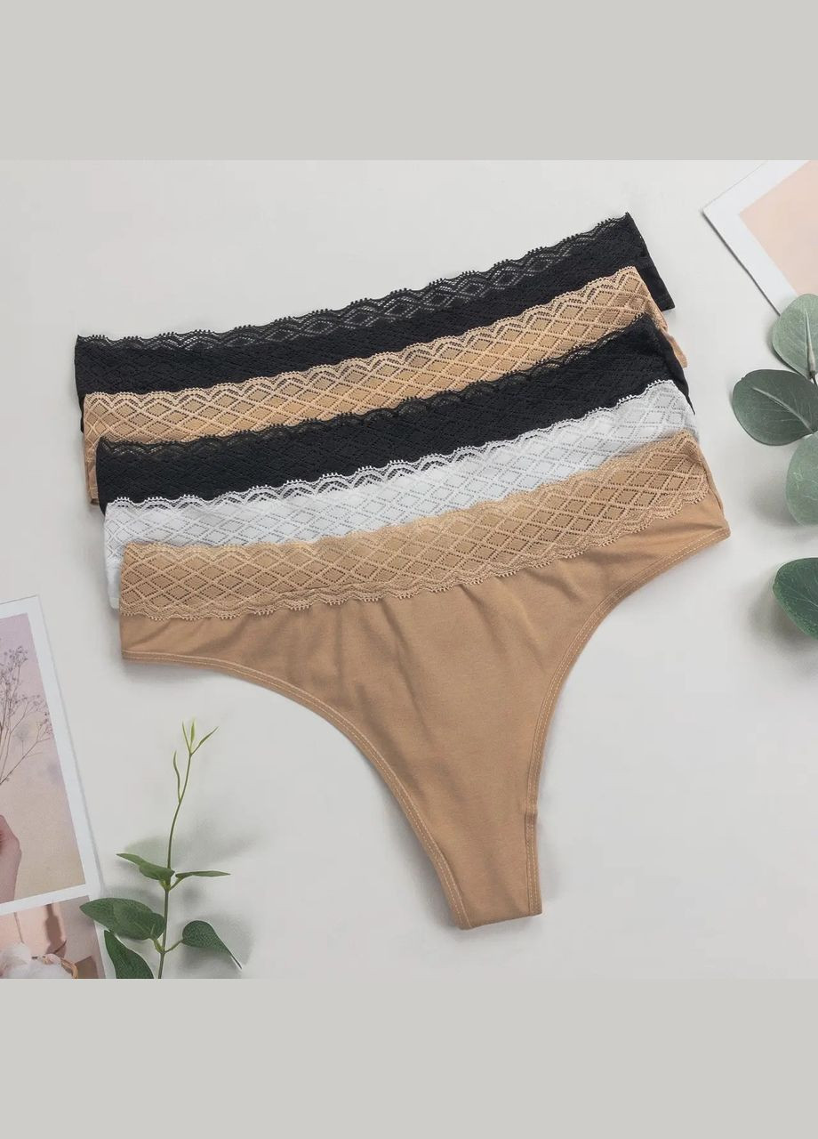 Женские трусы-стринги батал базовые цвета 5 шт Nicoletta (342119795)