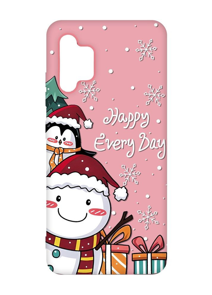 Матовий рожевий чохол на Samsung Galaxy A32:: Сніговик і пінгвін (новорічний принт 156) Creative (362964694)