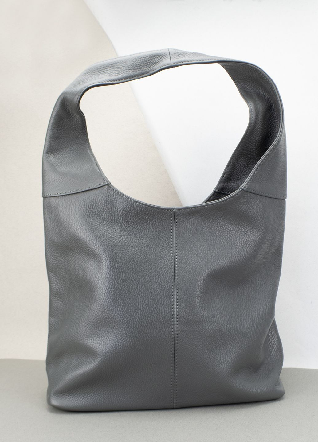 Сумка жіноча шопер шкіряна 02550 з однією ручкою темно-сіра Virginia Conti (302669633)