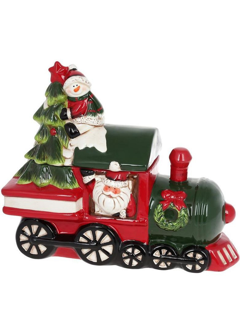 Банка для сладостей "Санта и Снеговик на поезде" 1.8л, керамика Bona (339778137)