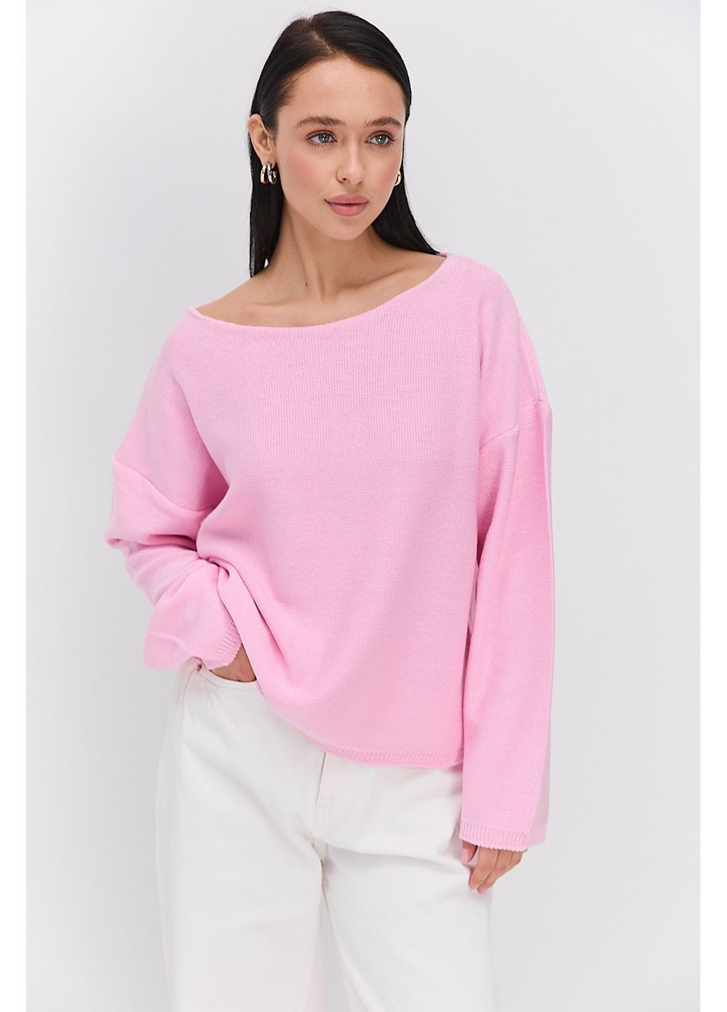 Жіночий вязаний джемпер oversize чорний Arjen (370601790)