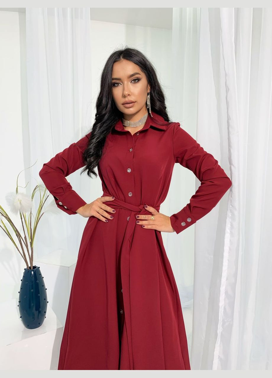 Бордова елегантна сукня бордового кольору 26679 No Brand