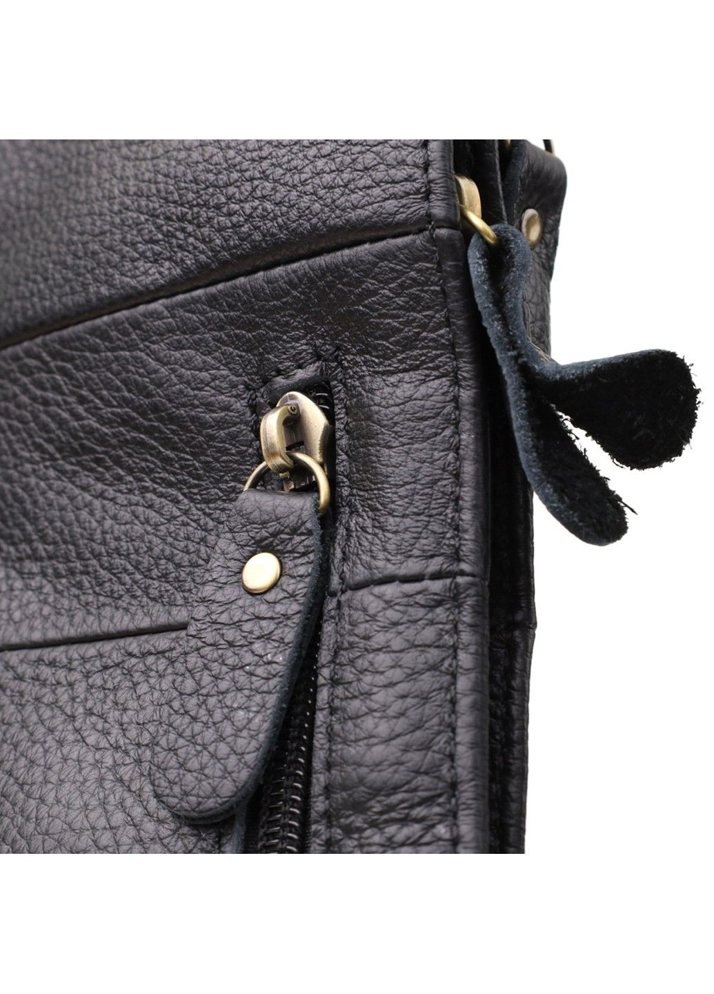 Стильна сумка для чоловіків з великою кількістю кишень із натуральної шкіри 22957 Чорний Vintage (356452101)