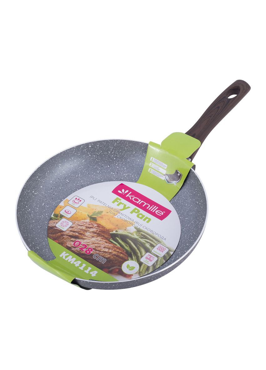 Сковорода 28см з антипригарним покриттям Grey marble з алюмінію для індукції та газу 4114 Kamille (344450607)