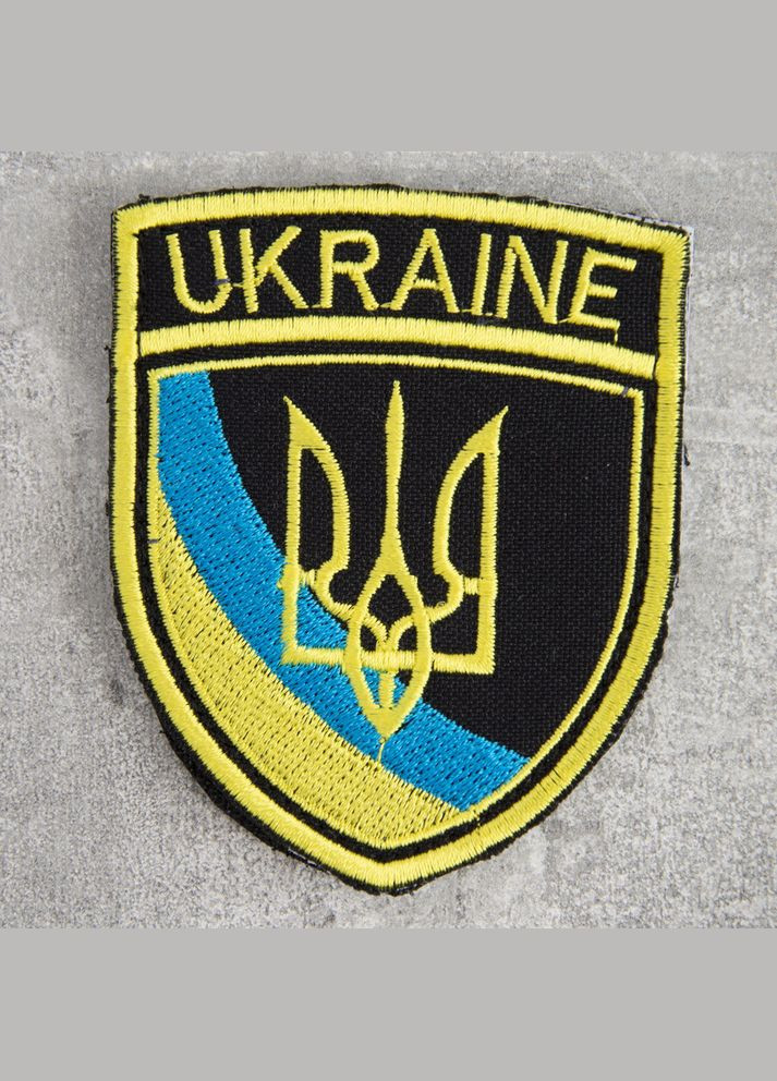 Шеврон нашивка на липучці Тризуб України UKRAINE, вишитий патч 6,5х8 см IDEIA (275869528)