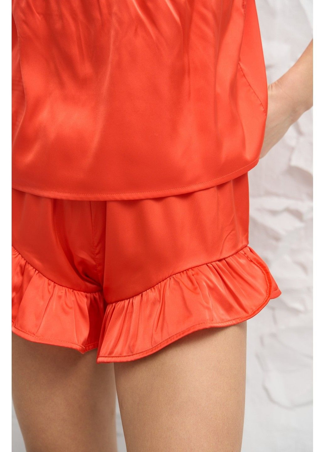 Красная пижама женская шелковая майка и шорты красная топ + шорты Handy Wear