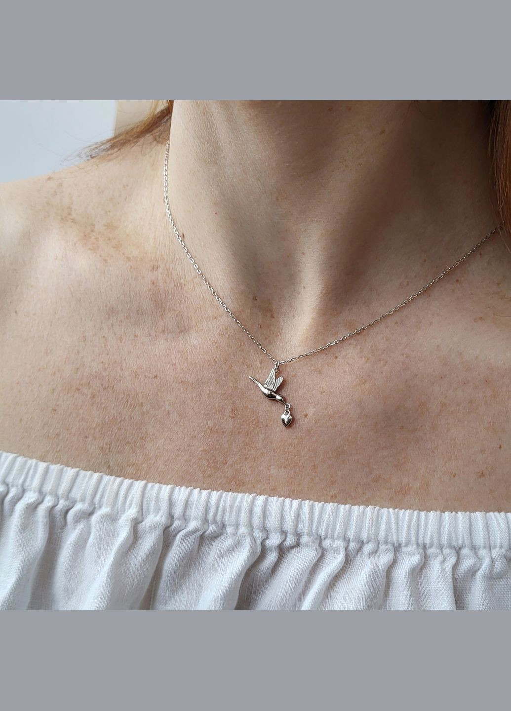 Серебряная цепочка колье с подвеской Птичка на цепочке серебро 925 пробы Родированное кл2/3000ш до см No Brand (306854623)