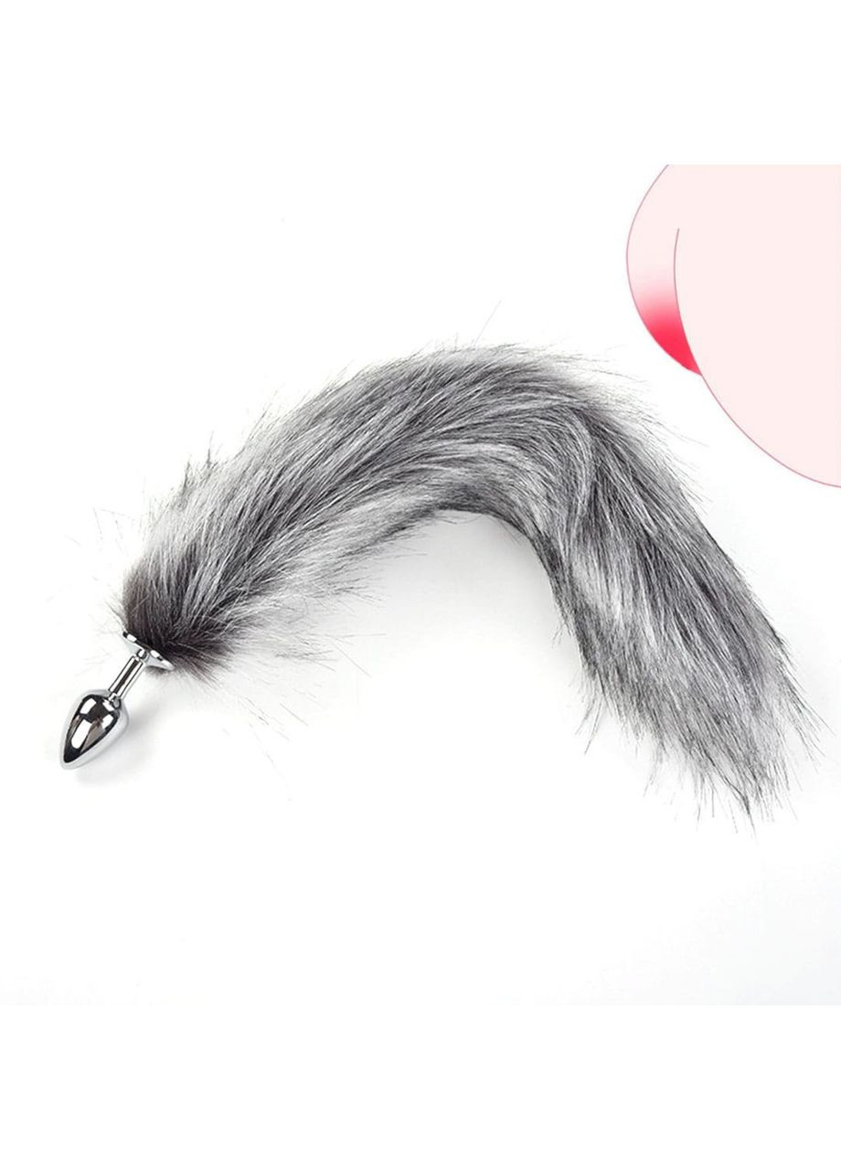 Анальная пробка лисы, пробка для ануса хвост лисы серого цвета, втулка анальная China (326598699)