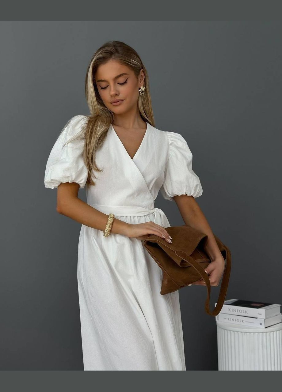 Молочна повсякденний жіноча сукня на запах на запах Україна однотонна