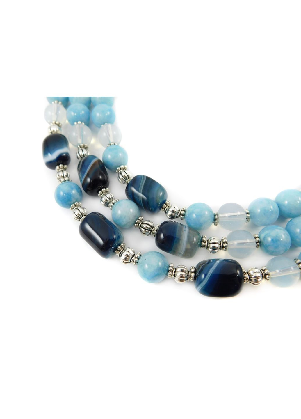 Ожерелье "Свежесть океана" Агат, Аквамарин, Лунный камень, Кошачий глаз Fursa fashion (322315289)