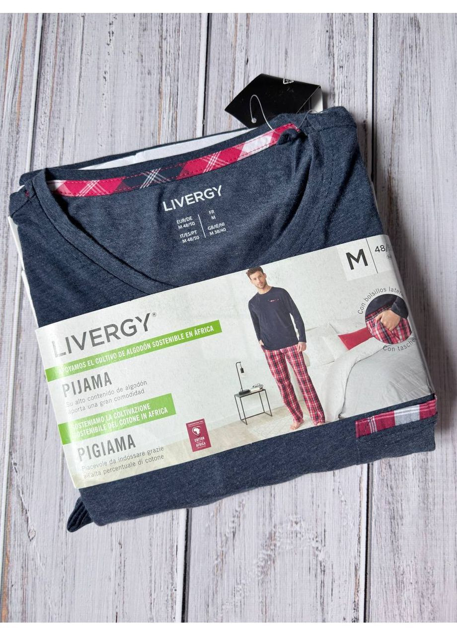 Піжама комплект лонгслів і штани у клітинку Livergy для чоловіків euro M 48/50 No Brand (370202692)