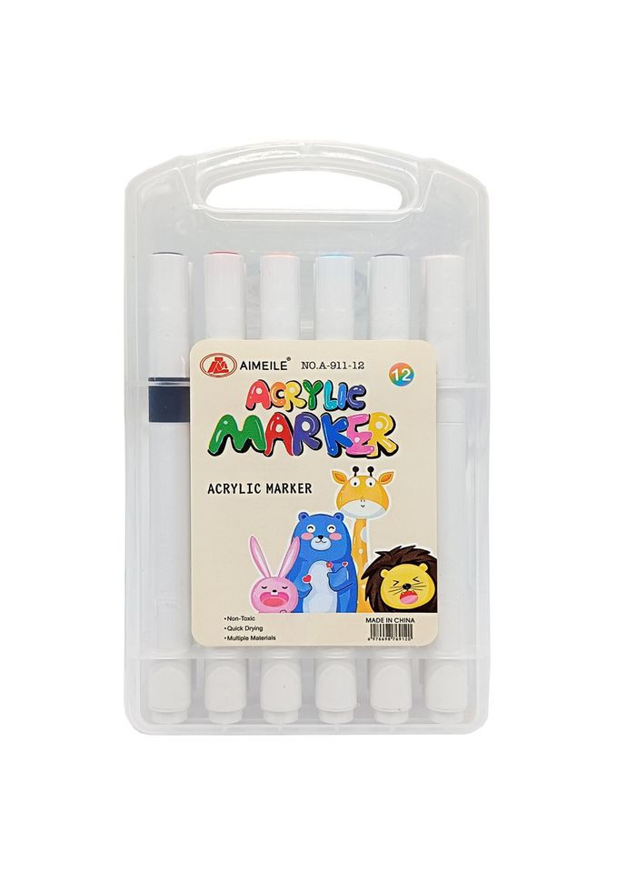 Набор акриловых маркеров A-911-12 в пластиковом боксе 12 цветов Bambi (329887602)