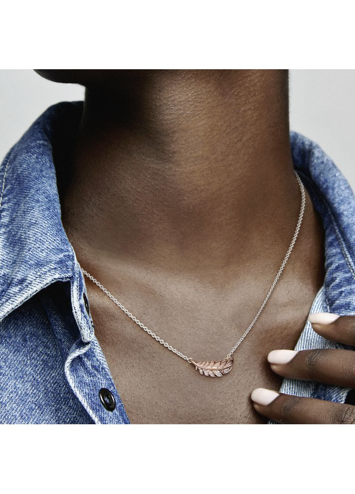 Серебряное ожерелье Пандора "Выгнутое перышко" Kabluchka (355462811)