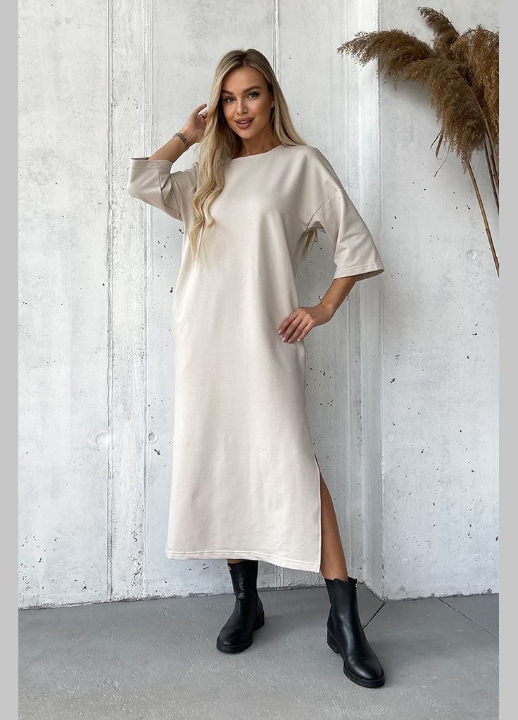 Бежева спортивна, повсякденний сукня Verso однотонна