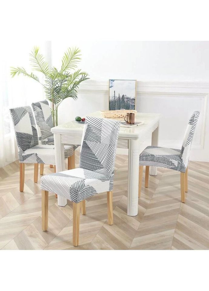 Чохол на стілець універсальний Абстракція 7 Туреччина 50311 сірий з білим No Brand (299525673)