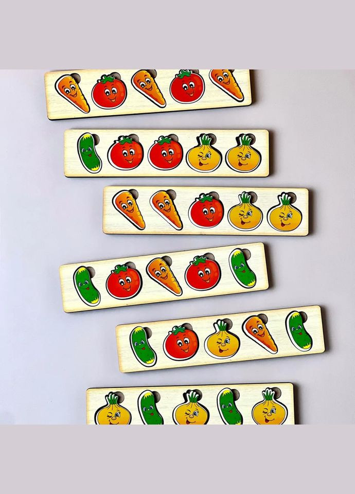 Дерев'яна настільна гра "Овочі -2" (ПСД008) PSD008 сортер-комодик Ubumblebees (315023208)