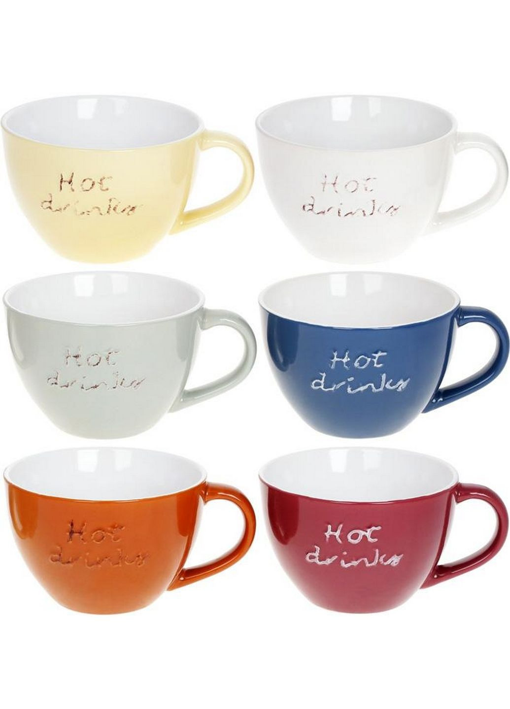 Набір 6 керамічних кухлів "hot drinks", яскраві Bona (282584946)