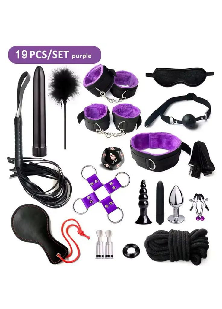 Еротичний набір БДСМ для рольових ігор фіолетовий бдсм набір 19 предметів для рольових садо-мазо ігор Фетіш No Brand (316720745)