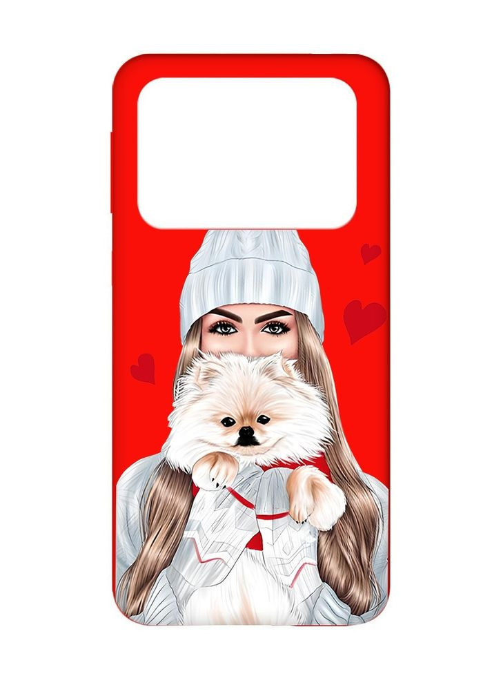 Матовий червоний чохол на Xiaomi Poco X4 Pro 5G:: Дівчина з песиком (принт 142) Creative (362968958)