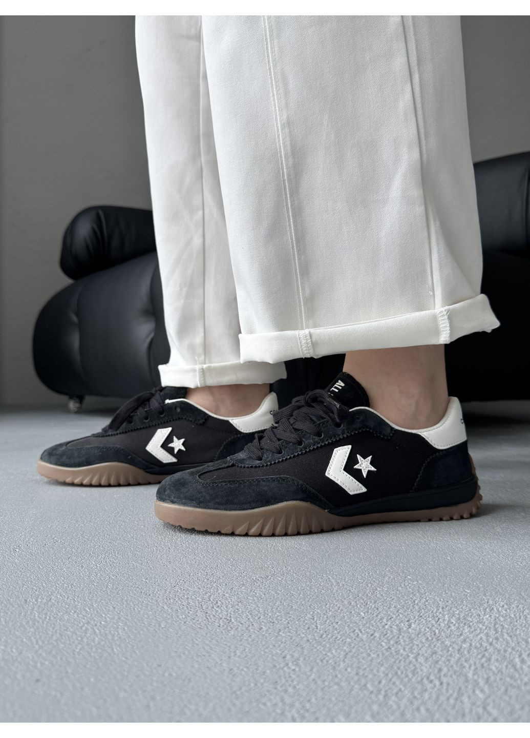 Чорні Осінні кеди чоловічі converse run star trainer black конверс ран стар No Brand