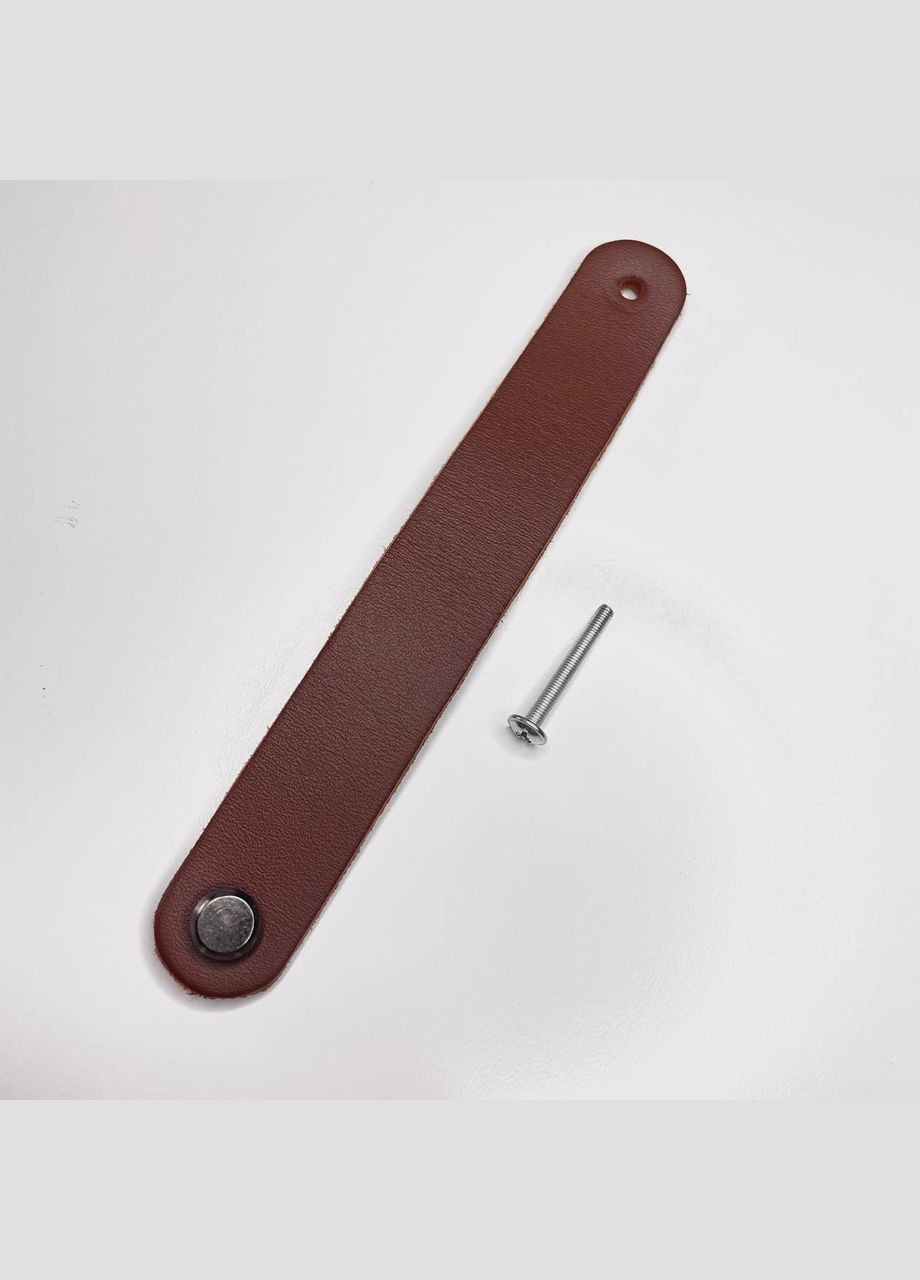 Ручка для меблів з натуральної шкіри "Петля" закруглена шкіряна ручка, конячна, фурнітура чорний нікель, 70*20 мм No Brand (328263009)