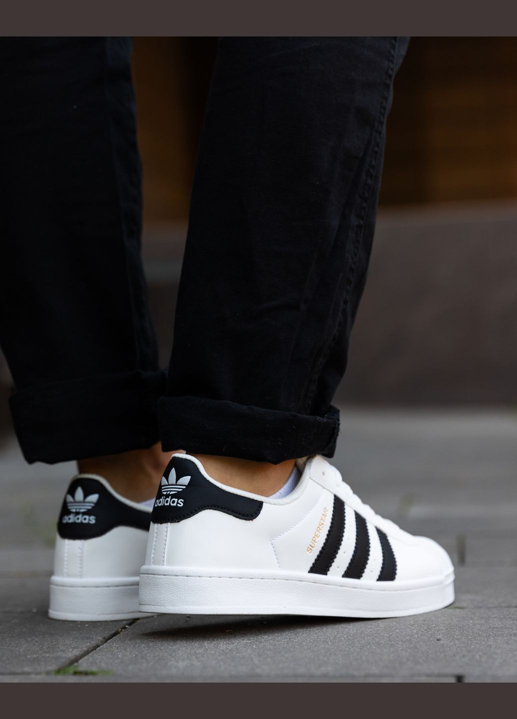Білі Осінні кросівки чоловічі white black No Brand Superstar Classic