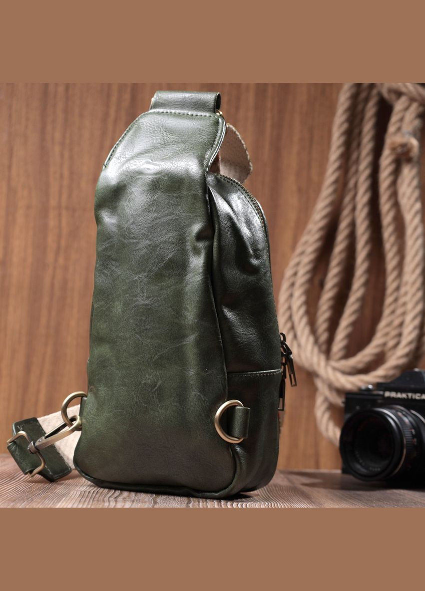 Красивая сумка через плечо в модном цвете из экокожи 22791 Зеленый Vintage (331907838)