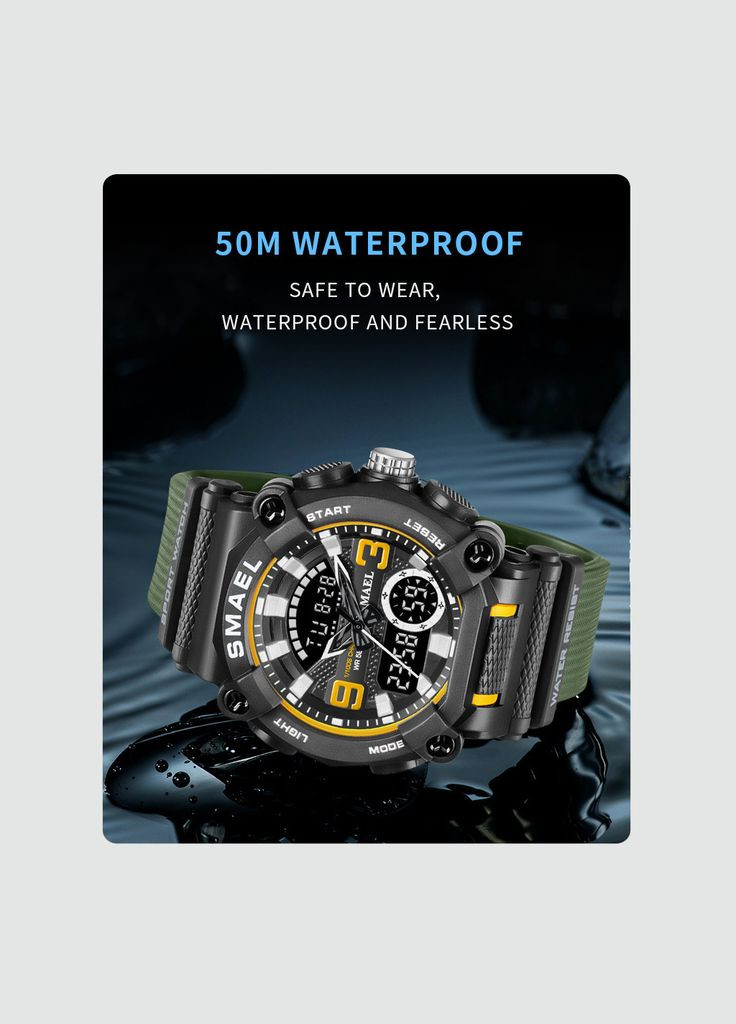 Чоловічий наручний годинник 8052 watсh (Black) Smael (322334166)