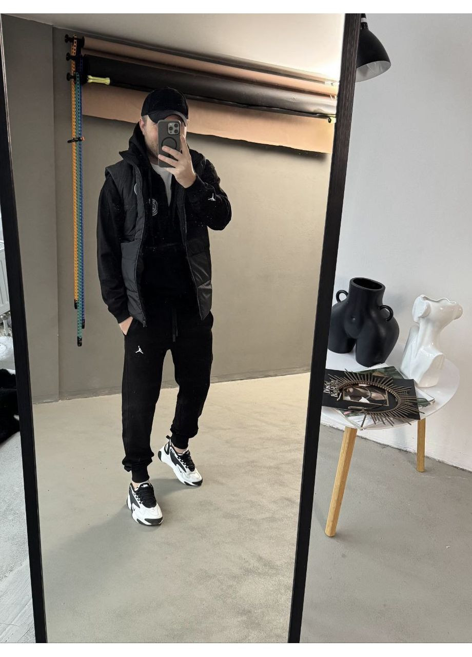 Черный демисезонный костюм мужской 3 ка брюки No Brand