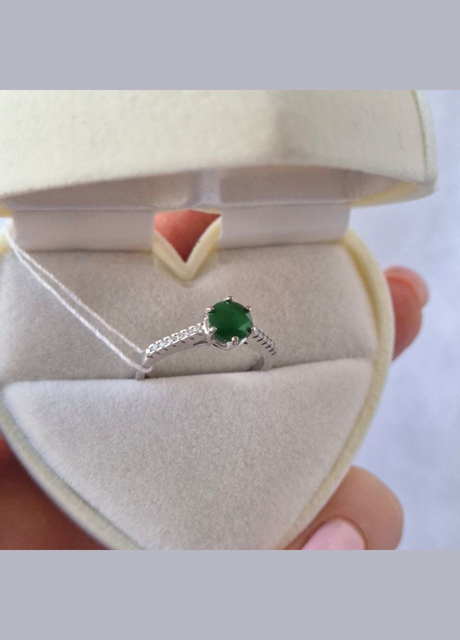 Срібна каблучка із Зеленим каменем.0 розмір срібло 925 проби Родоване 81112з 2.18г No Brand (306741381)