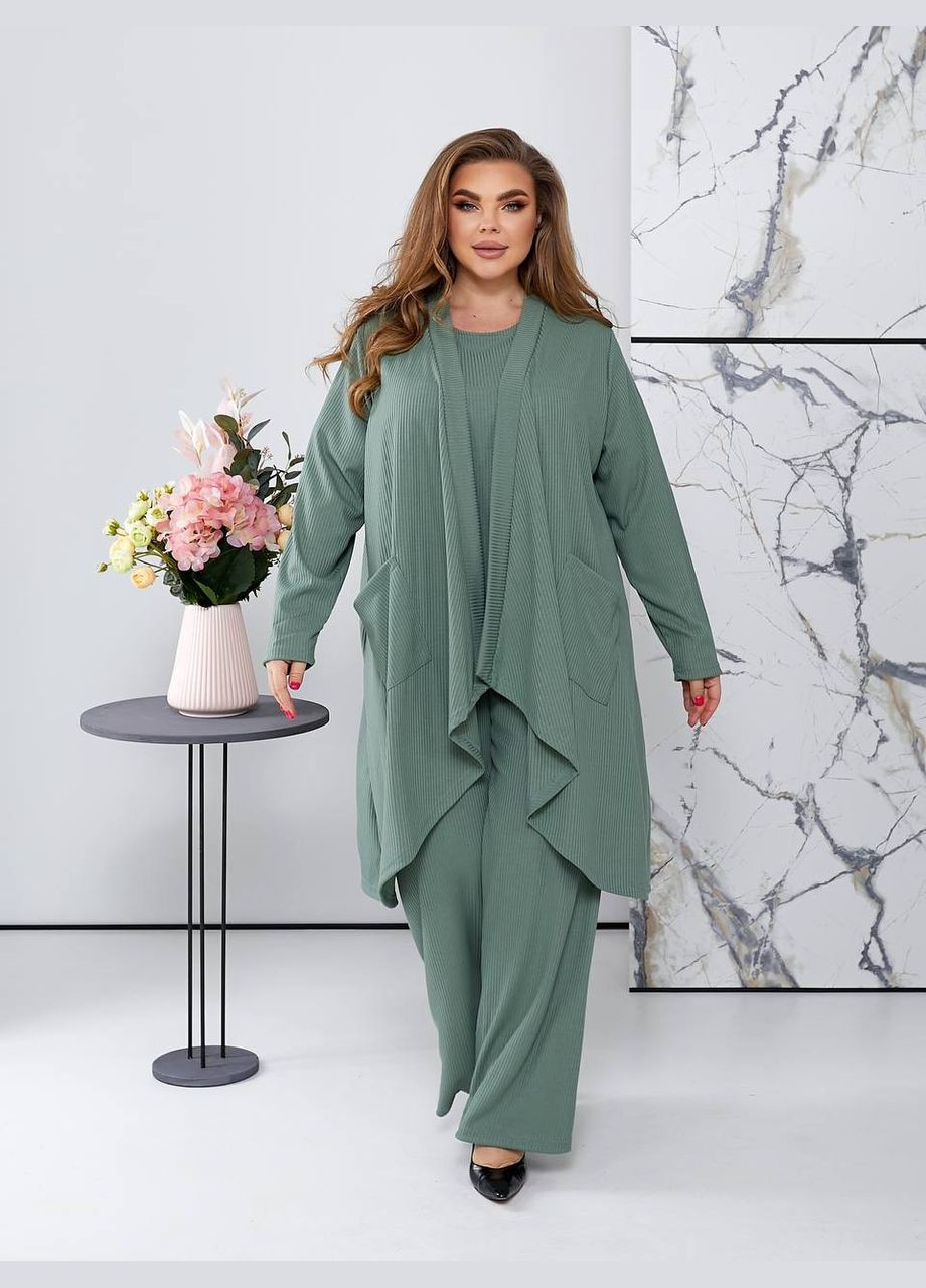 Жіночий костюм трійка колір оливка р.48/50 454349 New Trend (290111705)