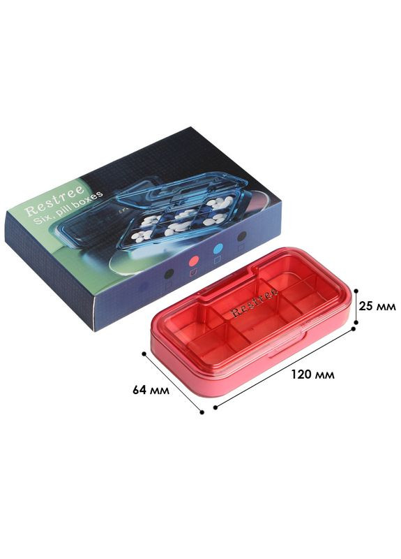 Таблетница FY-2021 Pink 6 ячеек органайзер для таблеток 9 шт. Lesko (336200005)