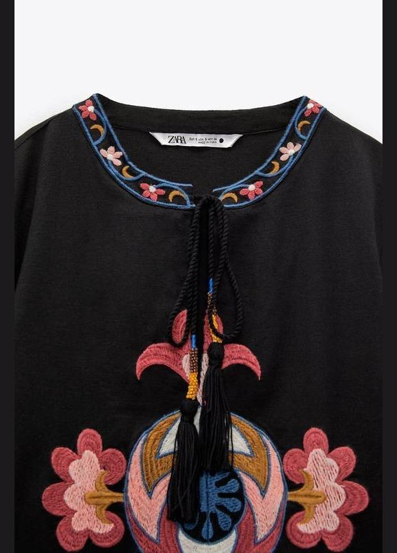 Чорна сукня вишита вишиванка орнамент узор плаття бавовна льон Zara